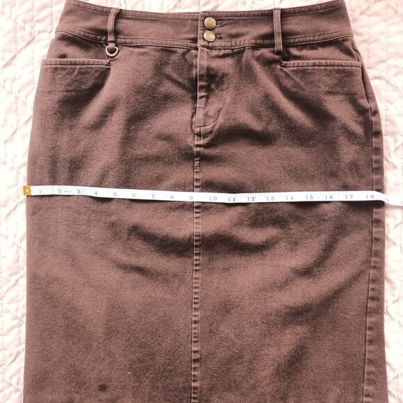 Chaps Brown Cotton Skirt - Size 6 - Stretch Fit - Picture 6 of 9